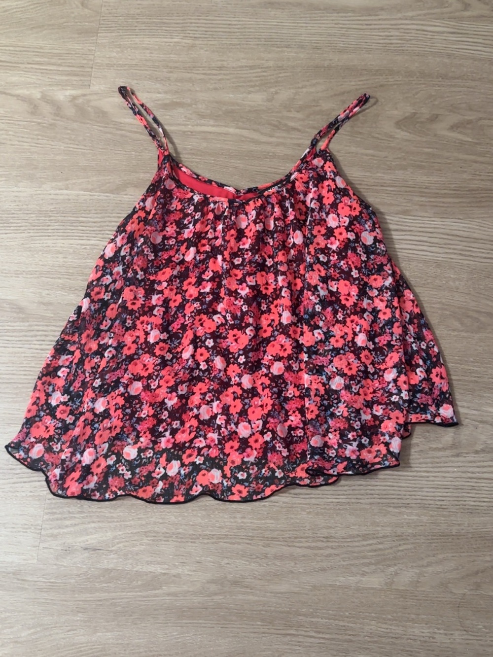 Express Floral Spaghetti Strap Camisole - Pink & Black